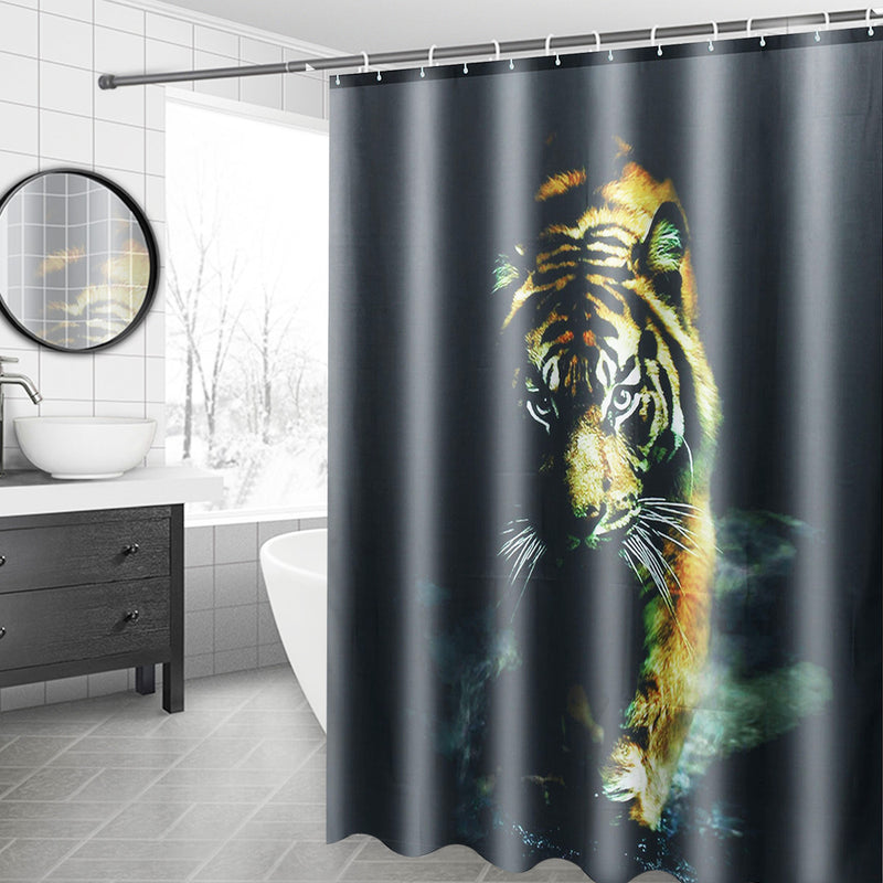 72"X 72" Wildlife Animal Nature Decor Tiger Bathroom Decor Shower Curtain with Plastic Shower Hooks