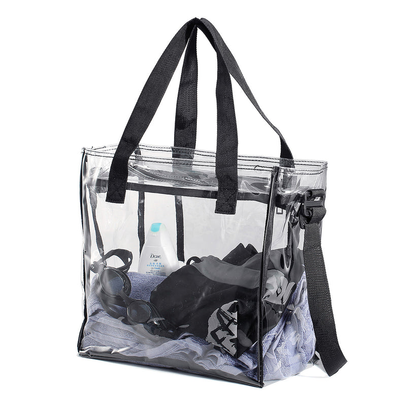 KCASA KC-0628 Clear PVC Travel Storage Bag Waterproof Zipper Adjustable Gym Shoulder Bag