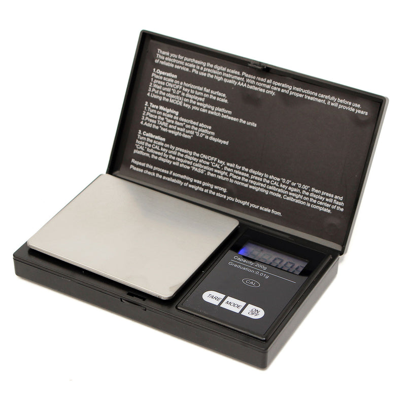 200g x 0.01g Mini Precision Digital Scale Kitchen Food Reloading Powder Grain Jewelry Carat Black