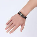 Trendy Leather Punk Skull Head Chain Vintage Men Bracelet Jewelry for Men