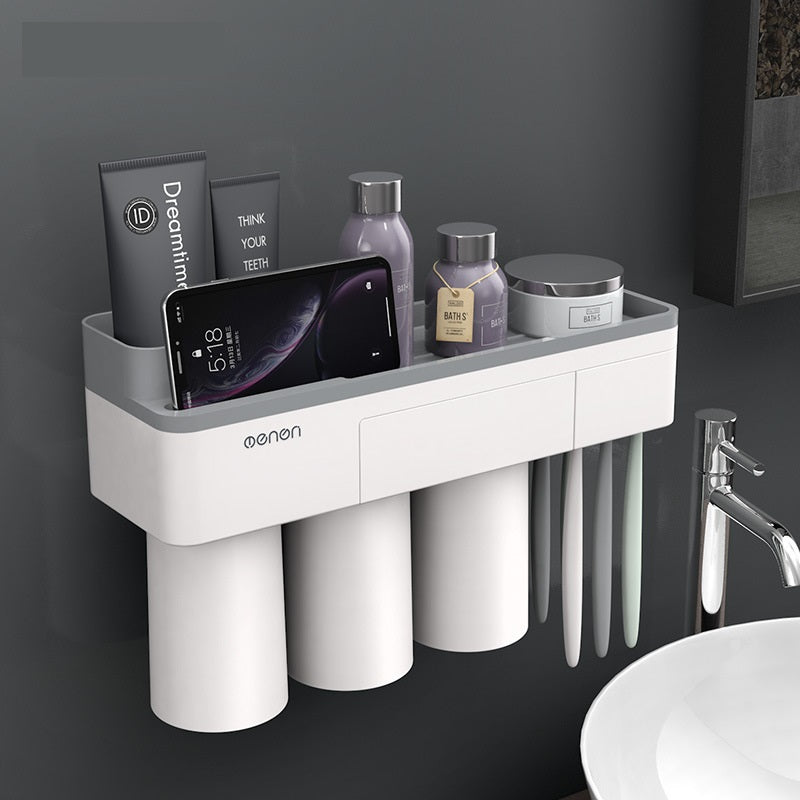 [Magnetic Design] Jordan&Judy Mutifunctional Magnetic Toothbrush Holder with Toothpaste Squeezer Cups Bathroom Storage Rack Nail Free Mount for Shaver Toothbrsuh Phone from Xiaomi Youpin