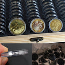 Coin Display Holder Storage Box Wooden Case With 30Pcs 51.5mm Round Slab Certified Capsules
