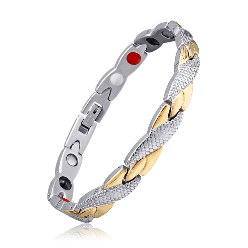 Fashion Magnetic Therapy Single Row Bracelet For Men Stainless Steel Silver Gold Chain Bracelet