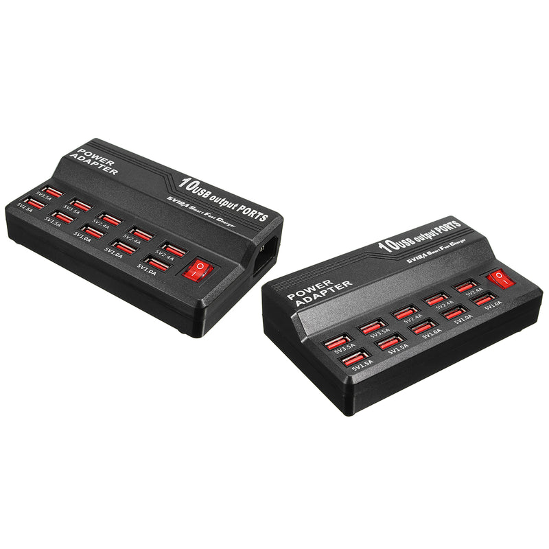 10 Port USB Charging Station Power Adapter Wall Travel Desktop Charger for Mobile Phone