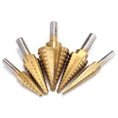 Drillpro DB-S4 HSS Titanium Pagoda Drill/Ladder Drill 1/4&3/8&1/2 Inch Round Shank Step Drill Bit