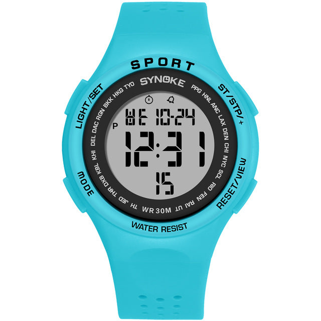 SYNOKE 9616 EL Display Silicone Strap Sport Watch 3ATM Waterproof Alarm Student Digital Watch