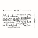 60X56CM In This House English Letter Proverbs Wall Stickers Home Decoration