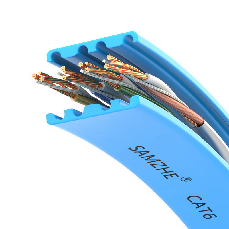SAMZHE 1~10M CAT7 STP 10Gbps Blue Flat RJ45 Ethernet Patch Cable Networking LAN Cable