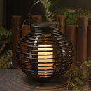 Solar Power Lamp Camping Light Waterproof Outdoor Garden Hanging Lamp Round Rattan Lantern