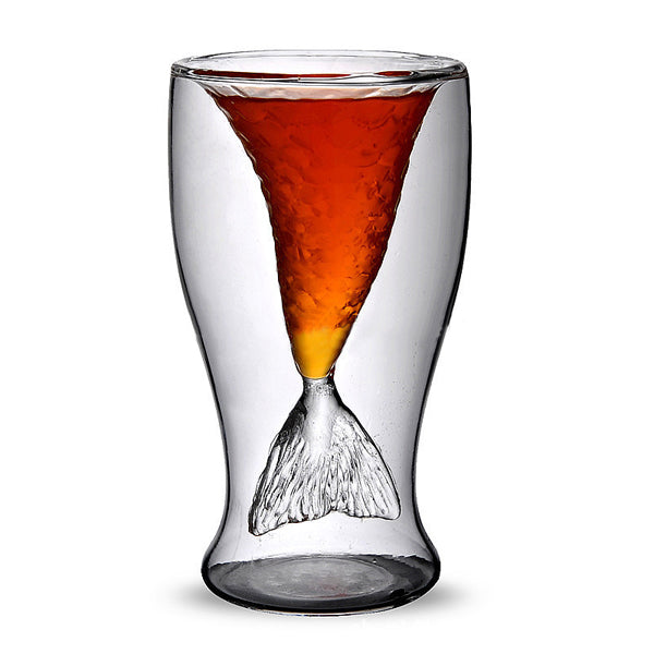Unique Double Mermaid Beer Glass Mug Transparent Wine Cup Beer Coffee Mug Bar Beach Drinkware