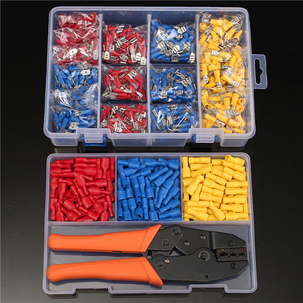 900Pcs Electrical Wire Connectors Terminals with Crimping Plier Assorted Set