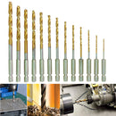 13pcs 1/4 Inch Hex Shank 1.5-6.5mm HSS Titanium Coated Drill Bit Set