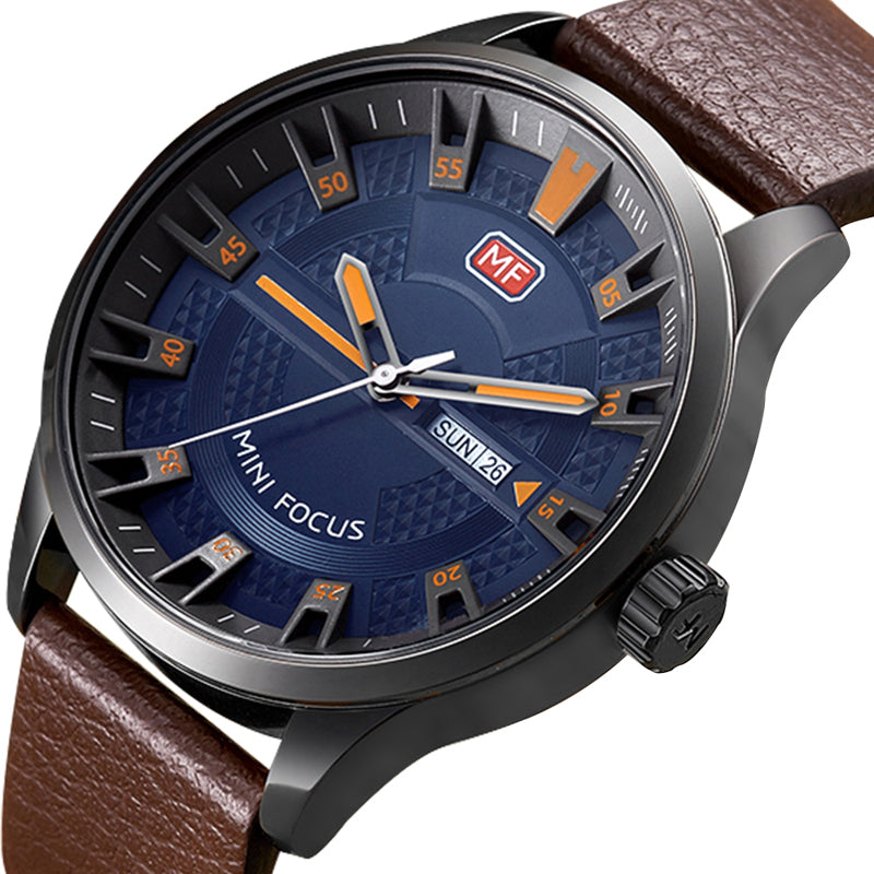 MINI FOCUS MF0028G Casual Style Men Wristwatch Display Date and Week Clock Quartz Watches