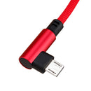 1M 90 Degree 2.4A Micro USB Nylon Braided Data Cable For Smartphone Table