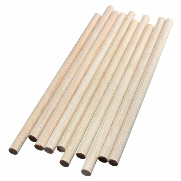10Pcs 200mmx8mm Round Natural Wood Stick Wooden Dowel Rod for DIY Crafts Model