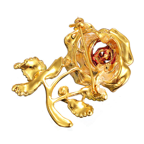 Flower Leaves Crystal Rhinestone Alloy Brooch Pin Accessories