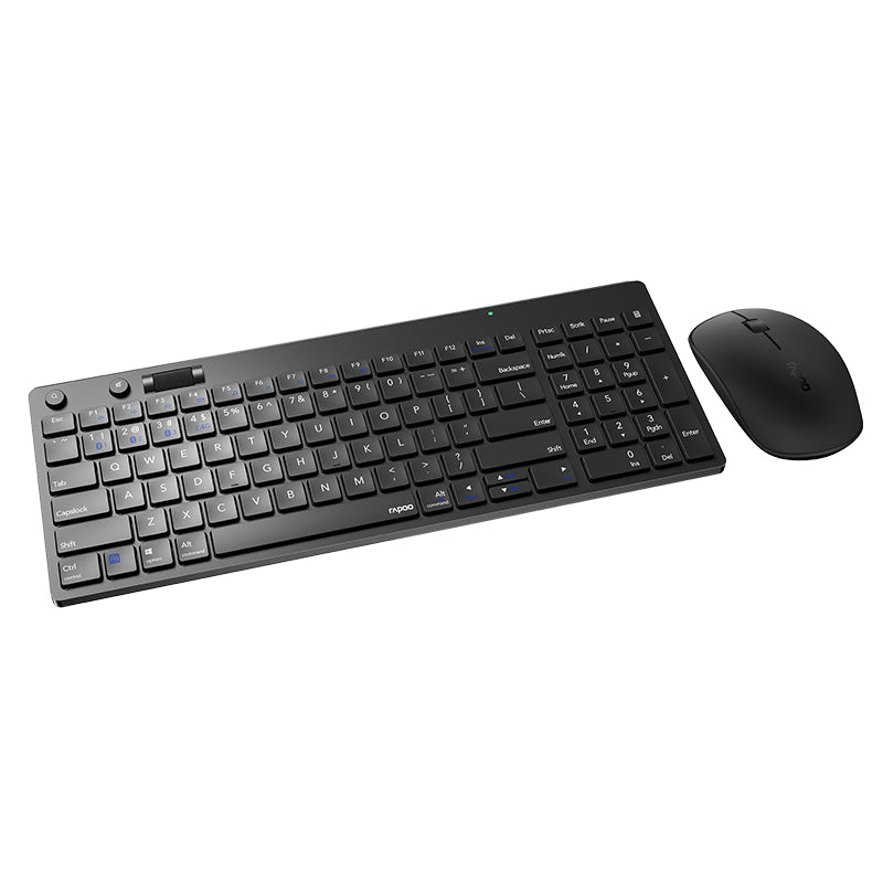 Rapoo 8050T 2.4GHz Wireless 108 Keys Keyboard and 1300dpi Mouse Combo Set with USB Receiver for Windows10 / 8 / 7 / Vista / XP