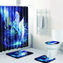 Bathroom Horse Shower Curtain Toilet Cover Mat & Pedestal Rug Mat & Bath Nonslip Mat