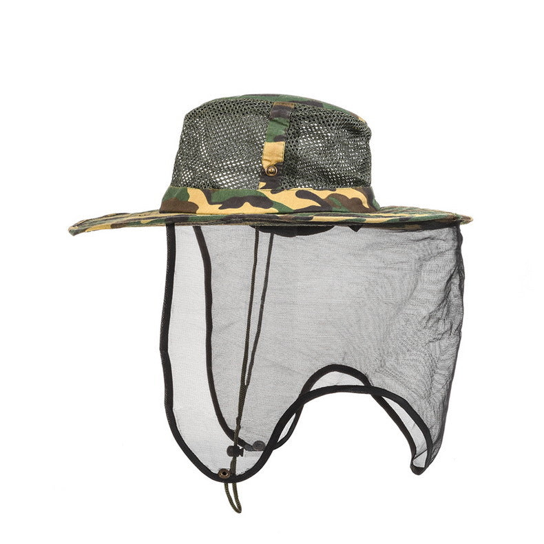 LEO Camo Anti-insect Visor Cap Climbing Fishing Hiking Breathable Wide Brim Anti-mosquito Mesh Face Protection Mask Hat
