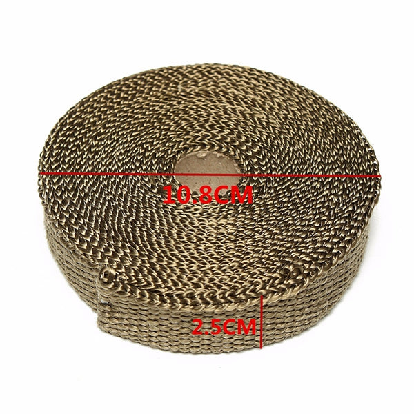 7.5mX2.5cmX1.6mm Titanium Motor Car Insulation Exhaust Header Heat Wrap With Stainless Ties Kit