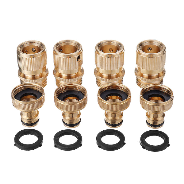 3/4'' BSP Solid Brass Male and Female Connector Garden Hose Quick Connect Water Hose Pipe Connectors Fitting w/ Hose Washers