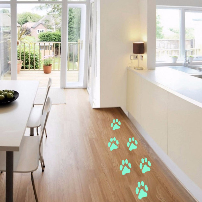 Honana DX-141 6PCS 8.5x8.5cm Fluorescent Glow Dog Footprint Wall Sticker