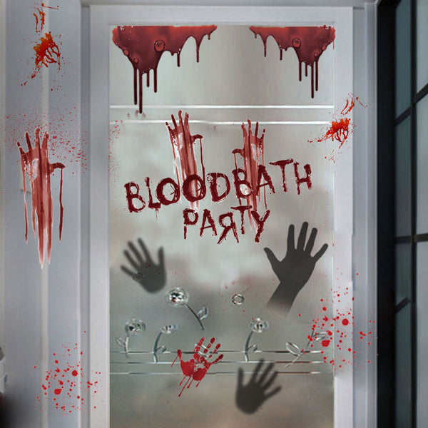 Miico FX64113 Halloween Bloody Handprint Sticker Horror Sticker Art Wall Stickers