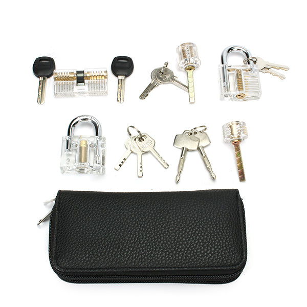 DANIU 24pcs Single Hook Lock Pick Set + 5Pcs Transparent Lock Locksmith Practice Training Skill Set