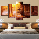 HD spray painting wall painting 5 pieces forest elk paints pictures canvas home decorations painting mural