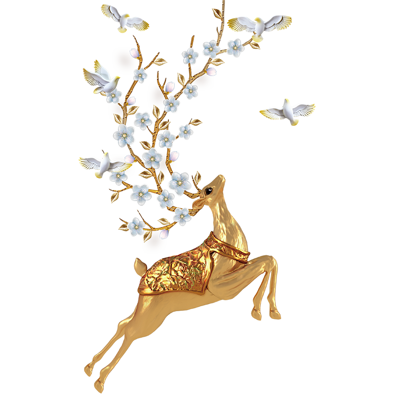 Miico SK9345 Golden Deer Painting Sticker Wall Sticker Home Decorative Sticker Removable Sticker