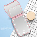 Women LED 180 Foldable Makeup Mirror Light Cosmetic Folding 2X Magnifying Mirror + Flat Mirror 8 LED Lights  2 Sided Lamps Hand Mirror Tools