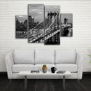 Miico Hand Painted Four Combination Decorative Paintings New York Bridge Wall Art For Home Decoration