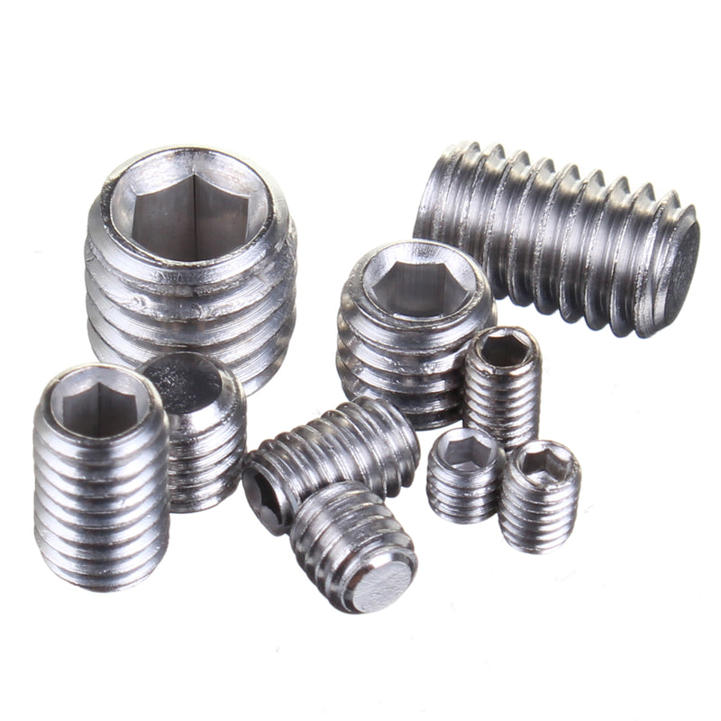 Suleve MXSH1 200Pcs Stainless Steel Set Grub Screw Allen Hex Socket Cup Point Assortment M3/M4/M5