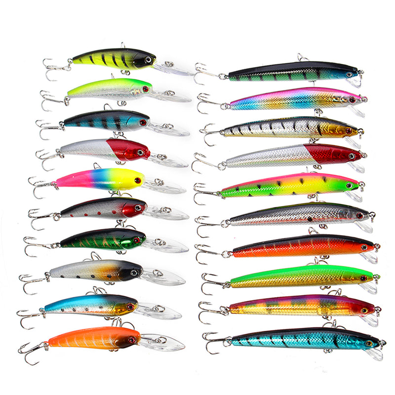 ZANLURE 20pcs 9cm/9.65cm 8.3g/7.7g Minnow Fishing Lure 1.2-2.1m Depth Sea Fishing Hard Baits