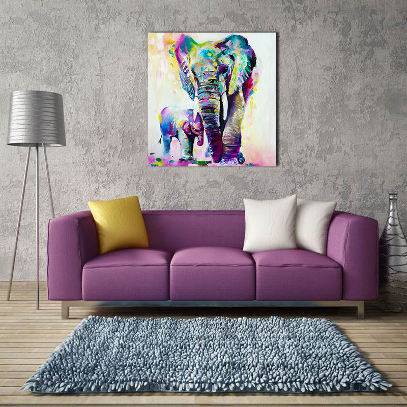 Miico Hand Painted Oil Paintings Animal Elephant Paintings Wall Art For Home Decoration