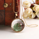 Necklace Plant Specimen Circular Glass Picture Frames Bud Silk Dried Flower Necklace Decorations