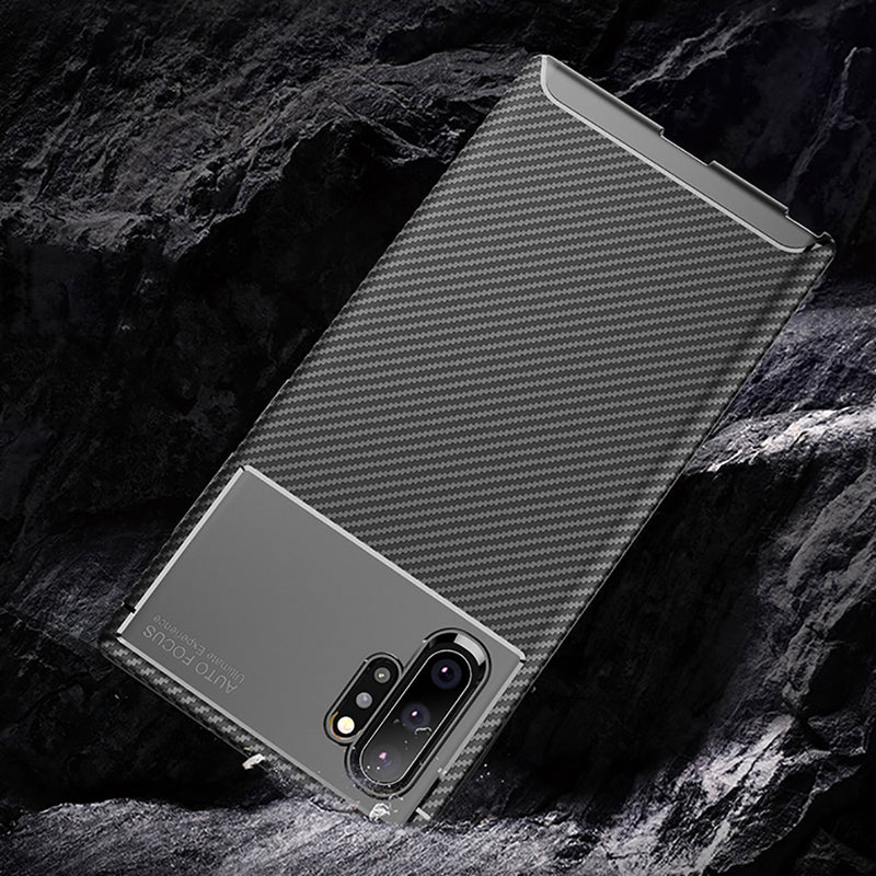 Bakeey Protective Case For Samsung Galaxy Note 10 Plus/Note 10+/Note 10+ 5G Slim Carbon Fiber Fingerprint Resistant Soft TPU Back Cover