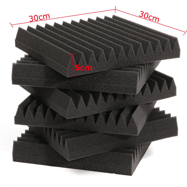 6Pcs 30x30x5cm Acoustic Wedge Soundproofing Sound-Absorbing Noise Foam Tiles