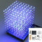 Upgraded Version 3D Light Cube Kit 8x8x8 Blue LED MP3 Music Spectrum DIY Electronic Kit