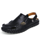 Leather Hollow Men Sandals Slippers Summer Casual Beach Light Weight Soft Breathable Durable