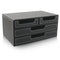 3-layer 4-drawer Wood Leather Desk Set Filing Cabinet Storage Box Office Desktop Organizer File Drawer Document Container