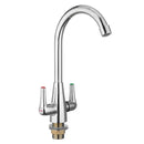 Chrome Modern Kitchen Sink Basin Faucet Twin Lever Rotation Spout Cold and Hot Water Mixer Tap