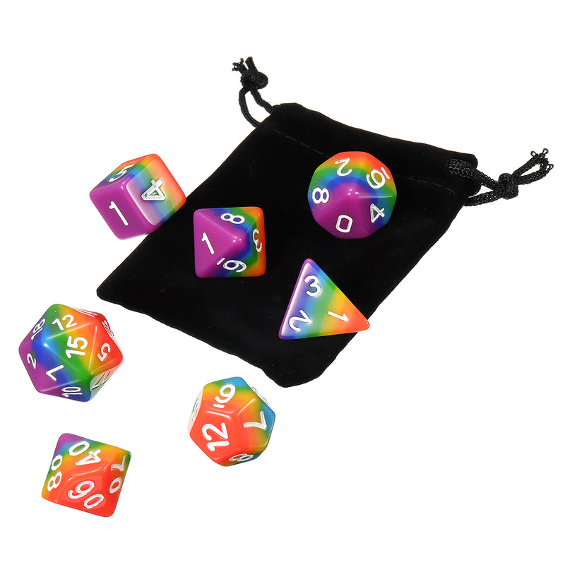 7Pcs Rainbow Dices Set Multisided Dices Polyhedral Dices Role Playing Game Gadget