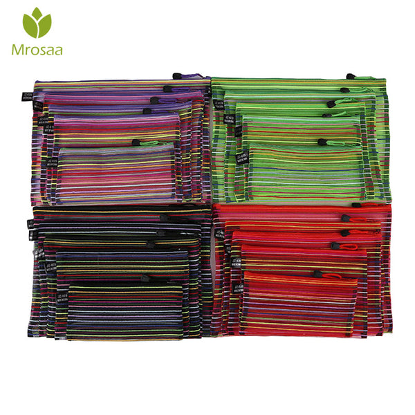 Mesh Zipper Pouch Set Rainbow Striped in 5 sizes B4/A4/B5/A5/B6 Travel Bags for Travel Bags Office Supplies Pencil Case