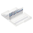 Drillpro 10pcs 0.8-3.175mm Blue NACO Coated PCB Bits Carbide Engraving Milling Cutter For CNC Tool Rotary Burrs