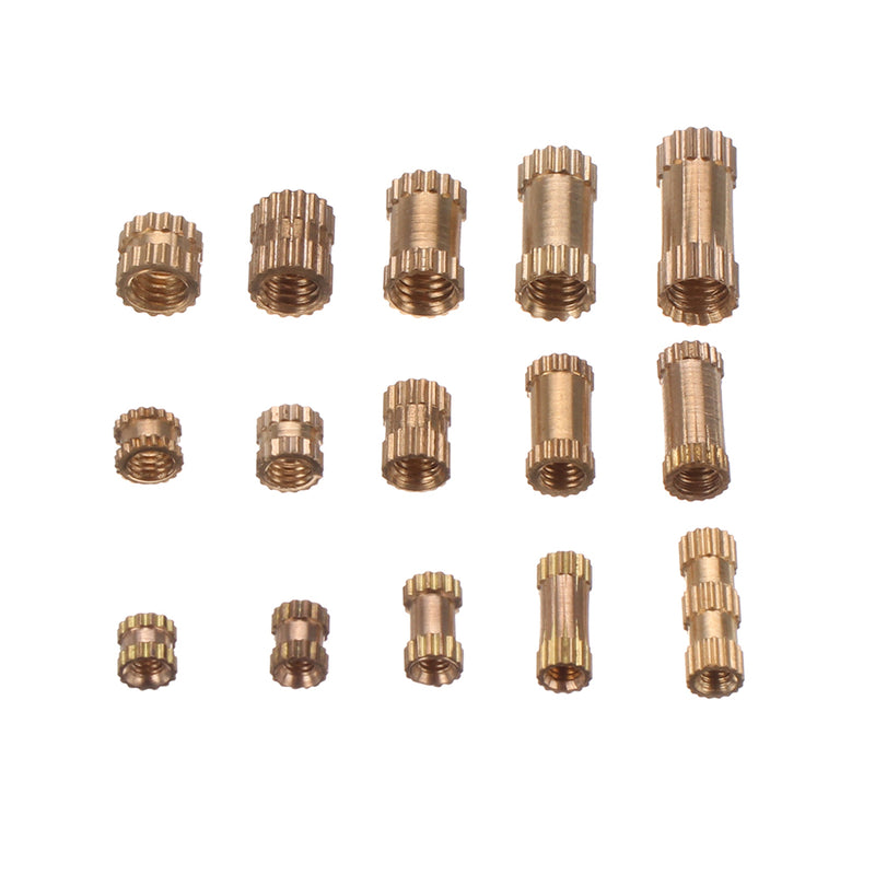 Suleve MXBN3 250pcs M2/M3/M4 Metric Threaded Brass Knurl Round Insert Nut Assortment Set