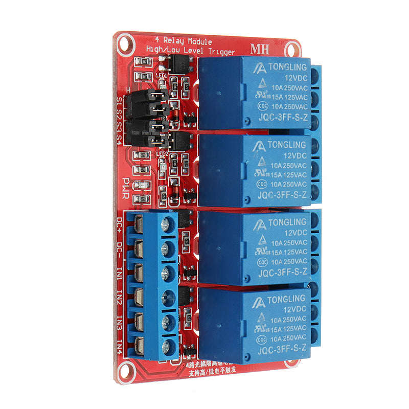 5Pcs DC12V 4 Channel Level Trigger Optocoupler Relay Module Power Supply Module
