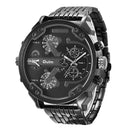 OULM 3548 Unique Design Full Steel Men Wrist Watch Three Time Zones Quartz Watches