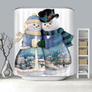 Christmas Bell Pattern Waterproof Bathroom Curtain Home Snowman Shower Curtain