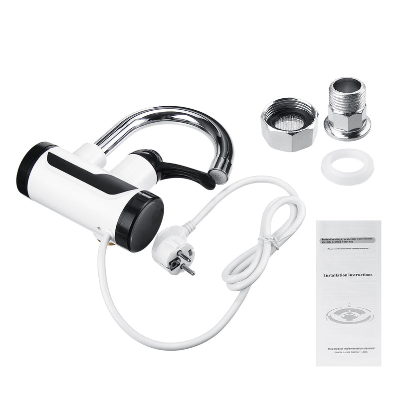 Lateral Inflow Instant Tankless Electric Hot Water Heater Faucet Kitchen Heating Tap Water Heater Led Temperature Display